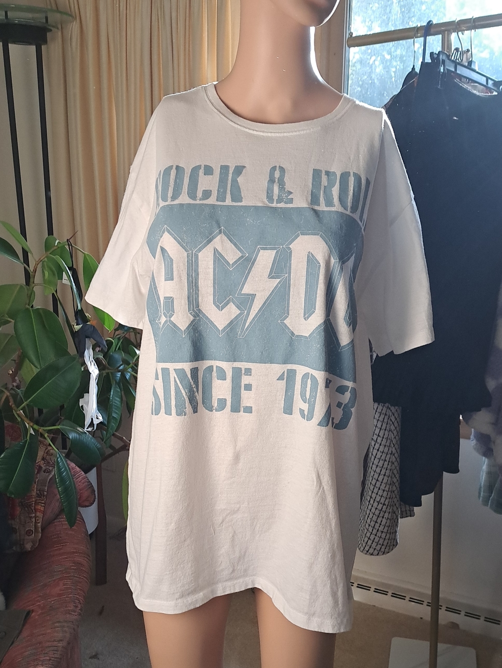 AC/DC White T‑Shirt with Light Blue Graphic